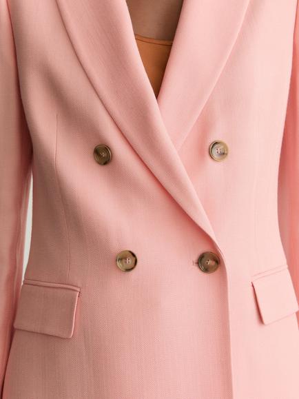 Reiss Petite Magda Double Breasted Jacket, Pink - view 2, Pink