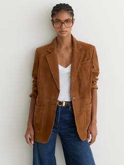 Reiss Cass Suede Jacket, Tan Brown, Tan Brown