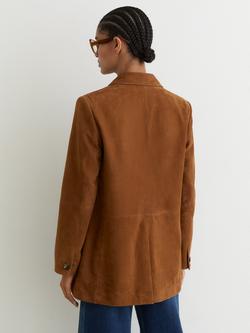 Reiss Cass Suede Jacket, Tan Brown - view 2, Tan Brown