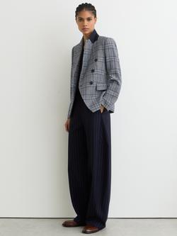 Reiss Petite Larissa Check Jacket, Navy, Navy