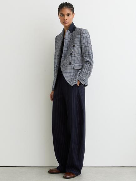 Reiss Petite Larissa Check Jacket, Navy, Navy