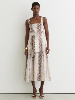 Reiss Amy Animal Print A-Line Dress, Neutral, Neutral