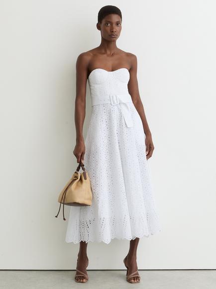 Reiss Anya Lace Bustier Dress, White - view 2, White