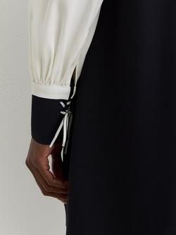 Reiss Cam Tie Neck Contrast Shift Dress, Navy/Ivory - view 2, Navy/Ivory