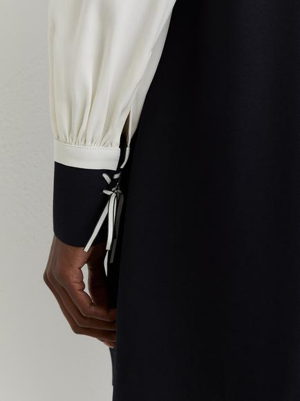 Reiss Cam Tie Neck Contrast Shift Dress, Navy/Ivory - view 2, Navy/Ivory