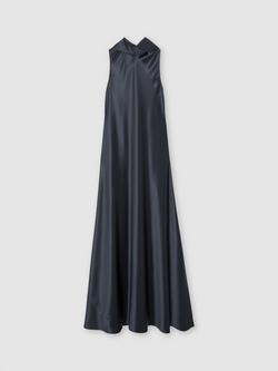 Reiss Petite Fae Satin Cape Maxi Dress, Grey - view 2, Grey
