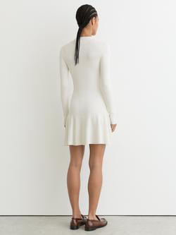 Reiss Lavelle Knitted Button Detail Mini Dress, Ivory - view 2, Ivory