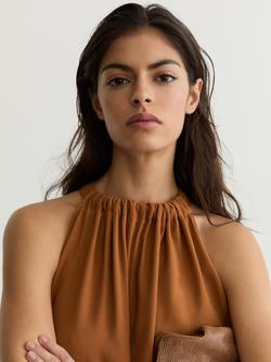 Reiss Maeve Drape Detail Midi Dress - view 2, Rust