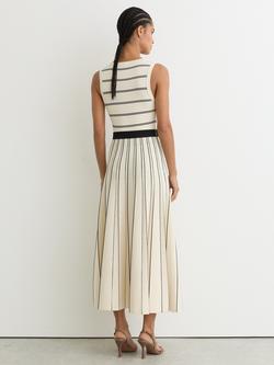Reiss Mallory Stripe Knit Midi Dress, Ivory/Black - view 2, Ivory/Black