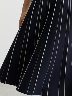 Reiss Mallory Sleeveless Stripe Knitted Midi Dress, Navy/Ivory - view 2, Navy/Ivory