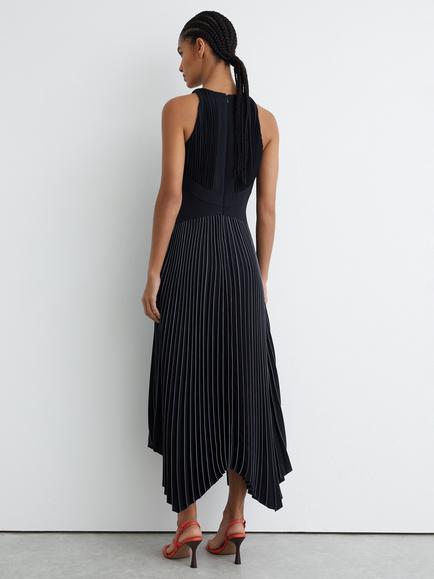 Reiss Rachel Pleated Midi Dress, Navy - view 2, Navy
