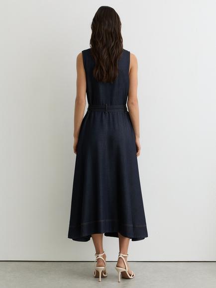 Reiss Remi Belted Denim Shirt Dress, Indigo Blue - view 2, Indigo Blue