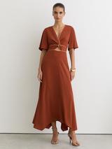 Reiss Rosanna Cut Out Detail Midi Dress, Rust