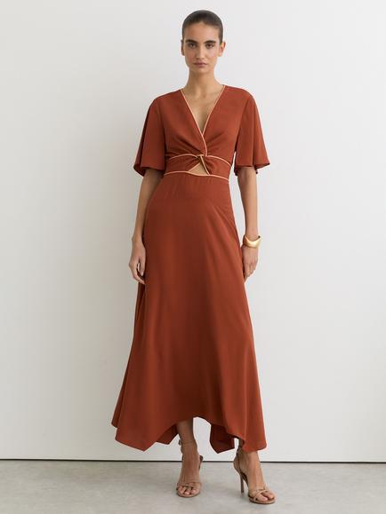 Reiss Rosanna Cut Out Detail Midi Dress, Rust, Rust