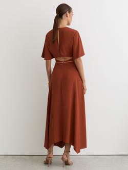 Reiss Rosanna Cut Out Detail Midi Dress, Rust - view 2, Rust