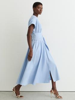 Reiss Petite Sally Belted Midi Dress, Blue - view 2, Blue