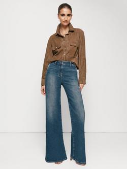 Reiss Petite Addie Wide Leg Jeans, Mid Blue - view 2, Mid Blue