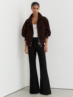 Reiss Petite Athena Button Detail Flared Jeans, Black, Black