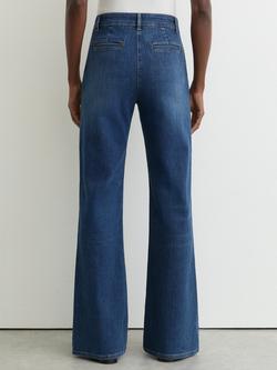 Reiss Claude Seam Detail Flared Jeans, Mid Blue - view 2, Mid Blue