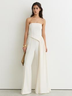 Reiss Leah Drape Detail Jumpsuit, Ivory, Ivory
