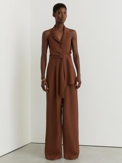 Reiss Petite Taya Tie Front Wide Leg Jumpsuit, Rust, Rust