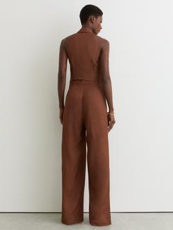 Reiss Petite Taya Tie Front Wide Leg Jumpsuit, Rust - view 2, Rust