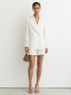 Reiss Alyx Linen Rich Tailored Shorts, White, White