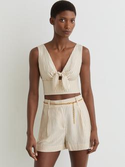 Reiss Jayce Pinstripe Shorts, Cream/Black, Cream/Black