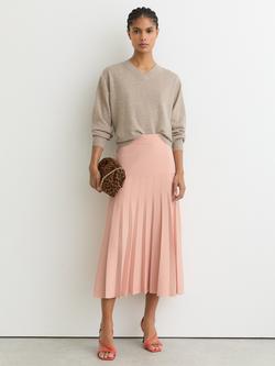 Reiss Alice Pleated Knit Skirt, Pink, Pink