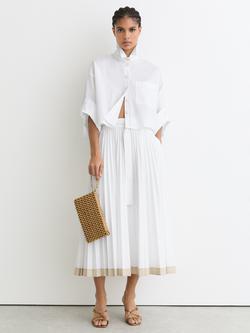 Reiss Allora Pleated Midi Skirt, White, White