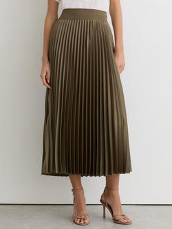 Reiss Seren Pleated Skirt, Khaki Green, Khaki Green