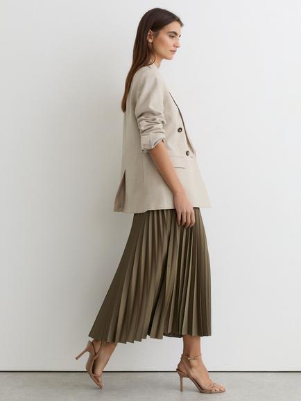 Reiss Seren Pleated Skirt, Khaki Green - view 2, Khaki Green