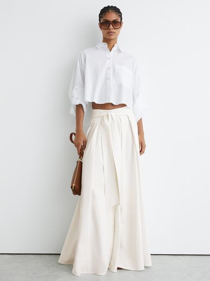 Reiss Simone Button Detail Maxi Skirt, Ivory, Ivory