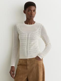 Reiss Bella Textured Stitch Jumper, White, White