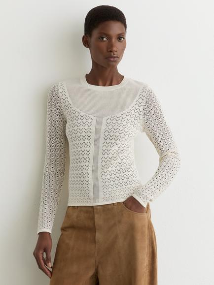 Reiss Bella Textured Stitch Jumper, White, White