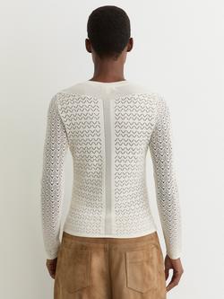 Reiss Bella Textured Stitch Jumper, White - view 2, White