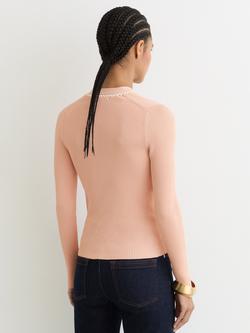 Reiss Lauri Craft Stitch Top, Pink/Ivory - view 2, Pink/Ivory