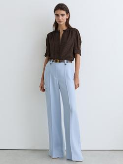 Reiss Alina Notch Neck Silk Blouse, Black/Multi, Black/Multi