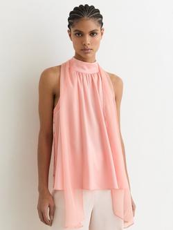 Reiss Andrea Tie Neck Sleeveless Top, Pink, Pink