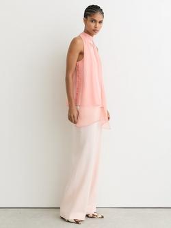 Reiss Andrea Tie Neck Sleeveless Top, Pink - view 2, Pink