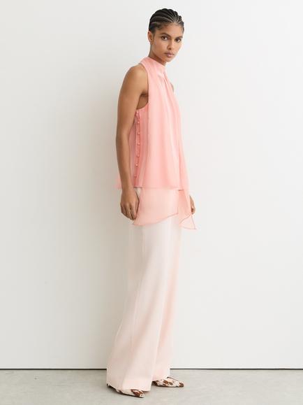 Reiss Andrea Tie Neck Sleeveless Top, Pink - view 2, Pink