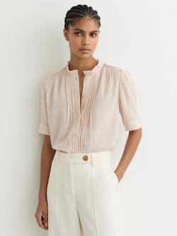 Reiss Aurelia Frill Sleeve Top, Pale Pink, Pale Pink