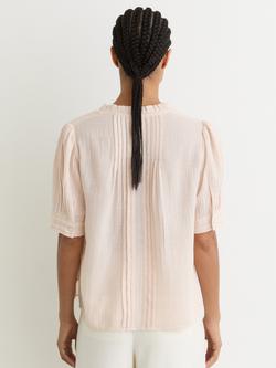 Reiss Aurelia Frill Sleeve Top, Pale Pink - view 2, Pale Pink