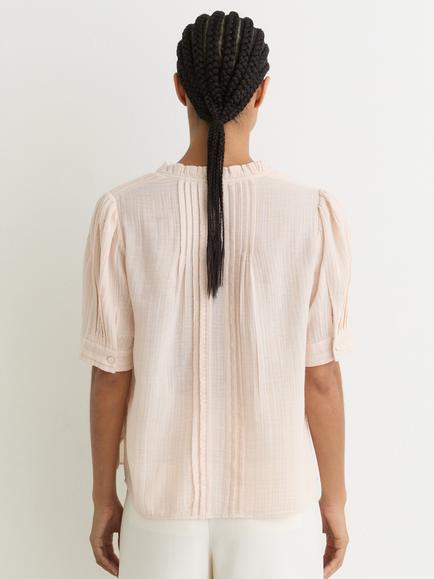 Reiss Aurelia Frill Sleeve Top, Pale Pink - view 2, Pale Pink