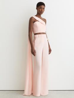 Reiss Emilia One Shoulder Scarf Detail Top, Pale Pink, Pale Pink