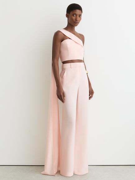 Reiss Emilia One Shoulder Scarf Detail Top, Pale Pink, Pale Pink