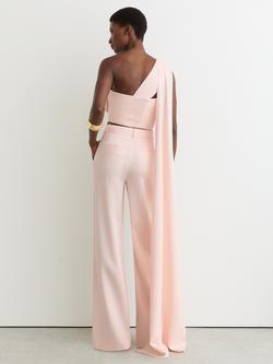 Reiss Emilia One Shoulder Scarf Detail Top, Pale Pink - view 2, Pale Pink