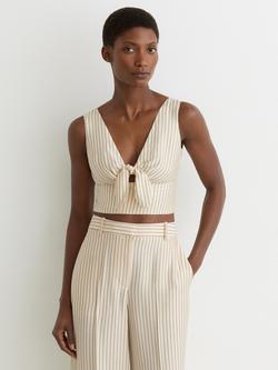 Reiss Jayce Pinstripe Crop Top, Cream/Black, Cream/Black