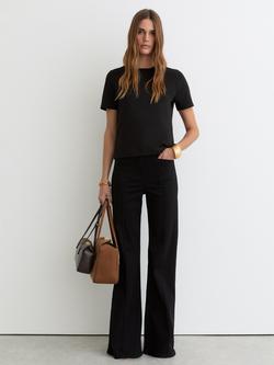 Reiss Josie Rib Neck T-Shirt, Black, Black