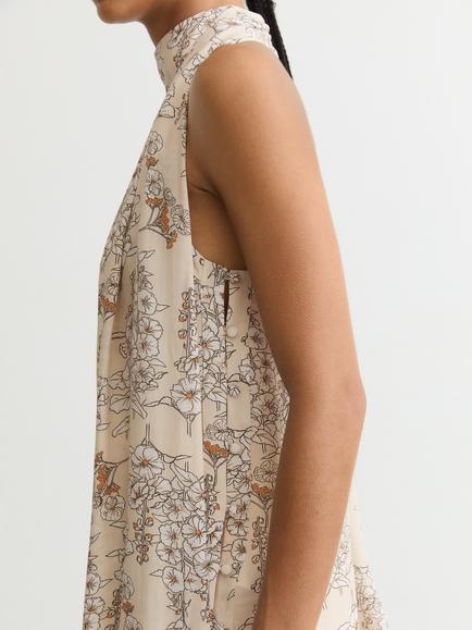Reiss Josie Halterneck Floral Top, Cream - view 2, Cream